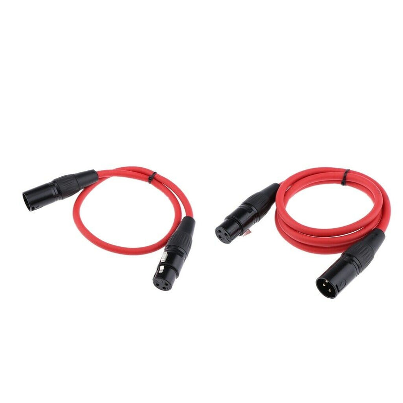 2 Pieces 3-Pin XLR Male to Female Mic Cable Fit for Studio Recording 0.5m+1m