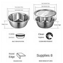 Kitchen Drain Basket Stainless Steel Colander Bowl with Vegetables Grater Round