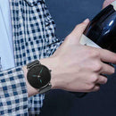 Men Round Dial Bracelet Quartz Watches Strap Waterproof Wristwatch (Blue)