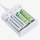 For AA/AAA Battery Smart 4-slot USB Recharge Charger Fast Charging Dock w/ Cable