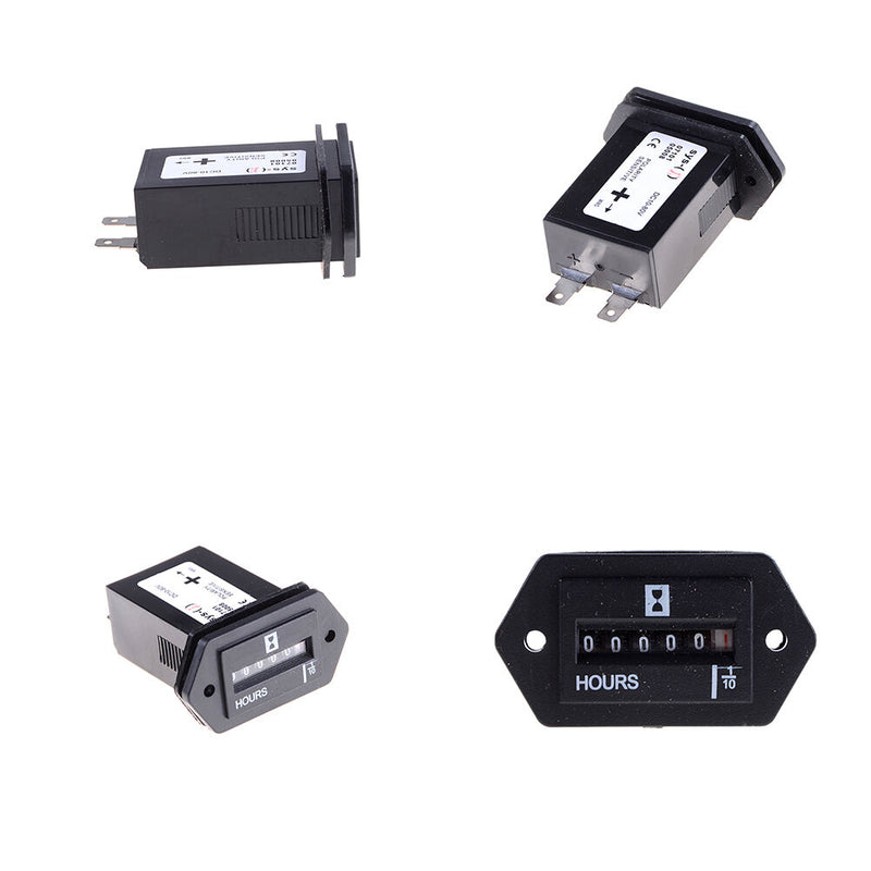 Black Rectangle 12V-36V DC Generator/Engine Sealed Hour Meter Counter JR
