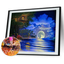 5D DIY Diamond Painting Bright Moon at Sea Full Drill Landscape Embroidery