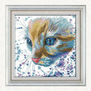 Stamped Cross Stitch Kit Watercolor Cat Pattern Christmas Gift 14CT 32x32cm