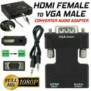 1*HDMI Female to VGA Male Converter w/ Audio Adapter Support 1080P Signal Output