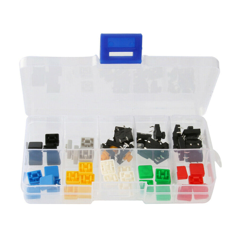 Set Of 50 Tactile Buttons Push Button Switch Button And Square Caps Key Cap