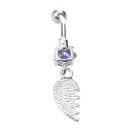 Pair Purple Crystal Belly Navel Bar Ring Body Piercing F7Z8