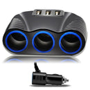 Unique Cigarette Lighter Socket Splitter 12V 3 USB Charger Power Adapter Car OF