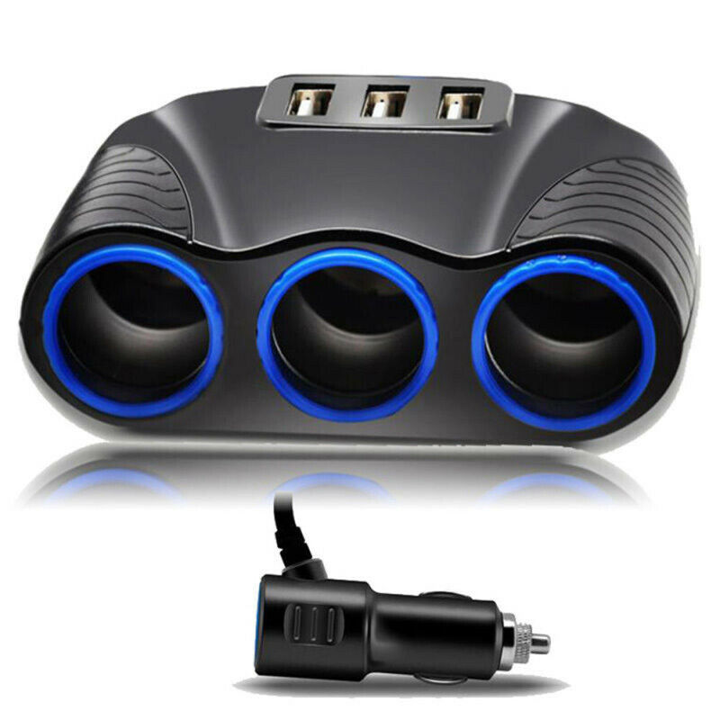 Unique Cigarette Lighter Socket Splitter 12V 3 USB Charger Power Adapter Car OF