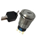 19mm Metal Key Switch Lock 2 Position Selector Latching Rotary Switch + Keys