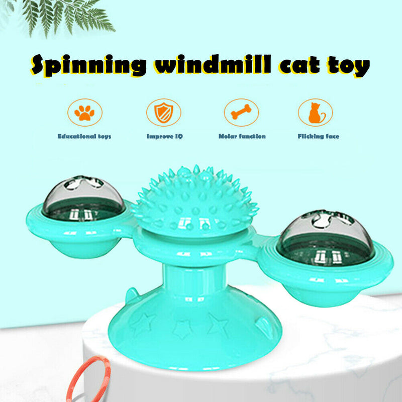 Cats Puzzle Turntable Windmill Ball Interactive Toys Pet Supplies (Blue) A