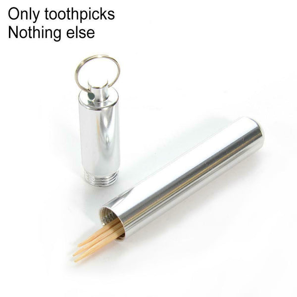 Pocket Toothpick Holder Waterproof Useful Alloy Box Metal Pill Case Keychain