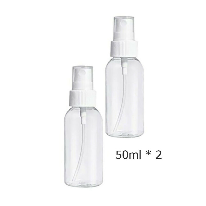 2pcs 50ml Portable Transparent Empty Mini Refillable Cosmetic Spray Bottles