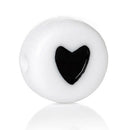 50Pcscrylic Heart Love Coin Round Flat Spacer Beads 7mm Black  White New