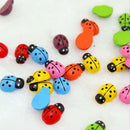 100Pcs Mini Ladybird Wooden Multi-Color Ladybugs Micro Landscape Decor Mixed
