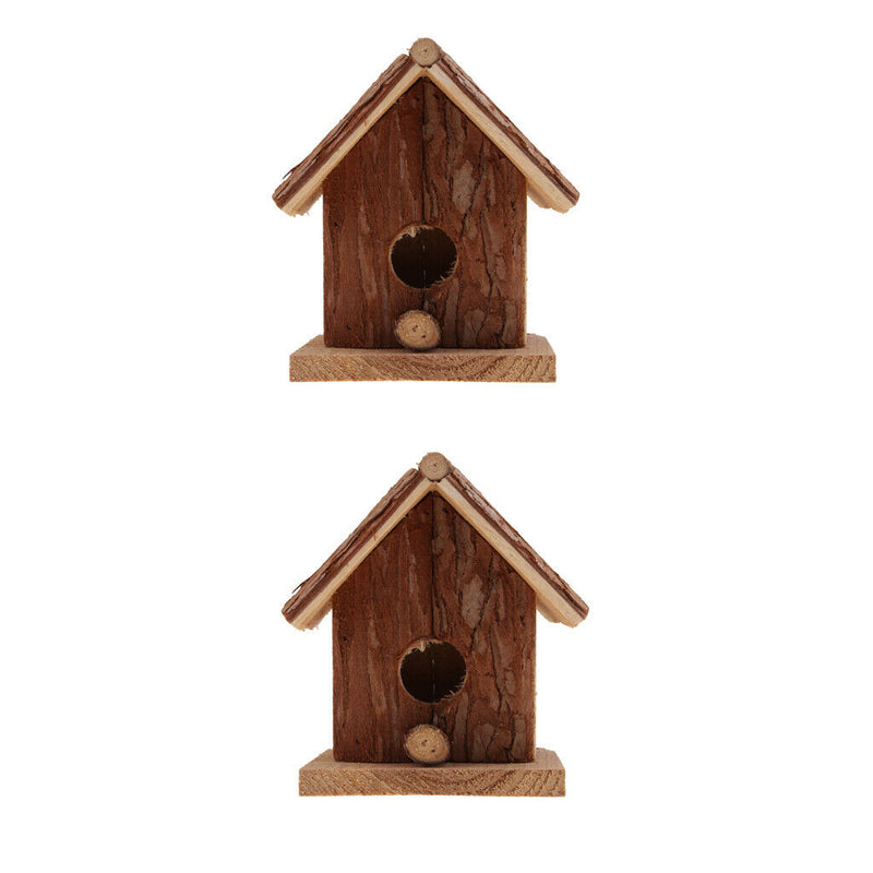 2 Pieces Handcraft Hanging Wooden Birdhouse Creative Decor Gift Balcony Lawn