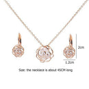 Hollow Flower Zircon Hook Earrings Copper Plated Necklace Women Jewelry Set