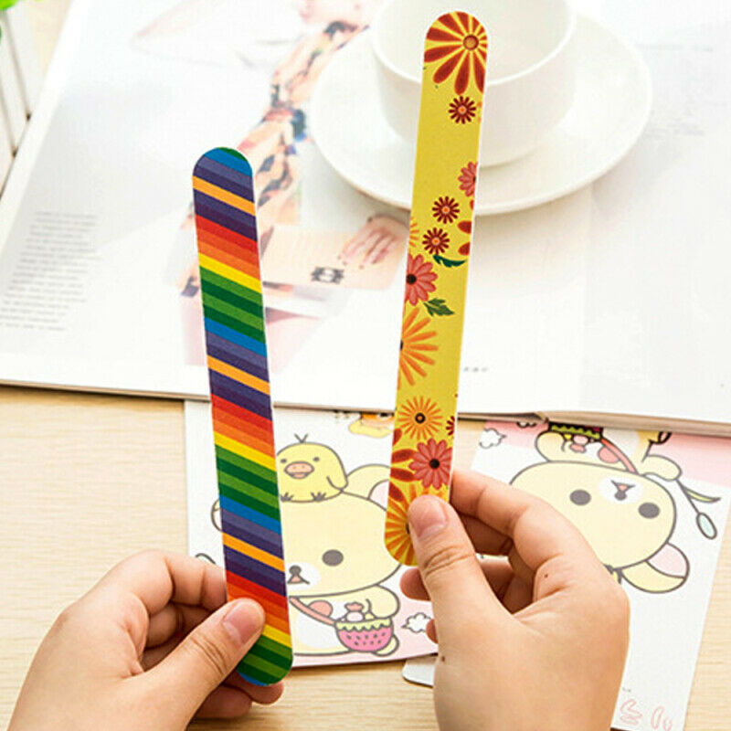 HOT Set of 5 Colorful Floral Prints Nail Files Double Sideds Durable Nail Art