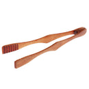 27cm Long Easy Grip Kitchen Food Tongs Wooden Mini Appetizer Tongs Curved Arms