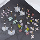 7Pair 18*12*3cm Handmade Translucent Flower Petal Shape Earrings DIY Supply Kit