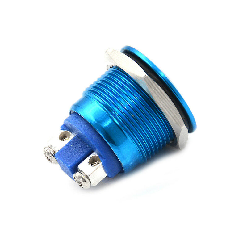 1PC 19mm waterproof blue momentary metal push button switch flat top!QFSHW.AU