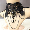 Women Lace Flower Chain Tassel Choker Collar Necklace Gothic Punk Jewelry M&O