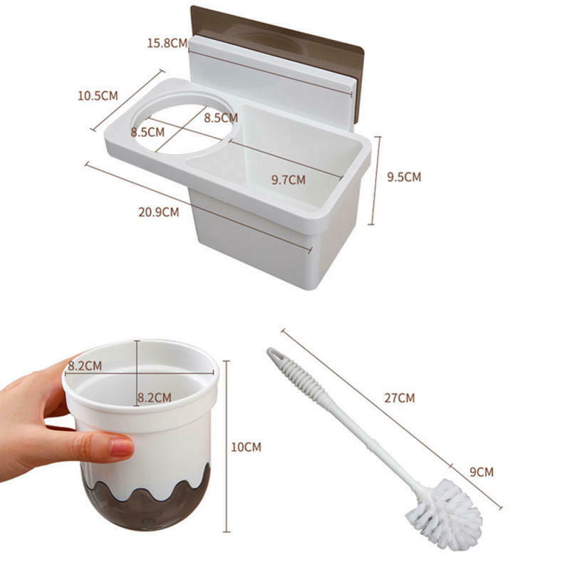 Bathroom Brush Holder Useful Plastic Toilet Brush Holder Set/Wall Mounted YM