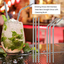 Drinking Straws 304 Stainless Steel Bent Straight Straw with Cleaning Brush