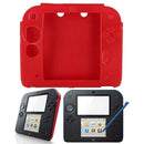 Rubber Silicone Case Cover Clear Screen Protector for Nintendo 2DS (Red)