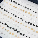 100Pairs Multiple Stud Earrings Set Wholesale Lovely Cute Earrings Bulk Fashion