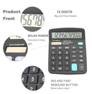Calculators, 12-Digit Dual Power Handheld Desktop Calculator with Large LCD A4Q2
