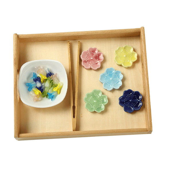 Montessori Color Classification Game with Wooden Salver for Kids Early Learning