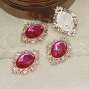 20pcs Red&Rose Red Crystal Rhinestone Button Flatback Costume Decor 25x30mm