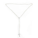 Women Men White Rosary Beads Pearls Cross Pendant Necklace Charm Jewelry IVQ