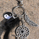 Dreamcatcher Keyring Bag Charm Fashion Boho Jewelry Feather Keychain Black A5J2