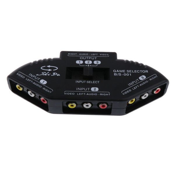 Audio Video AV Switch Switcher Splitter & RCA Cable, 3 Ports Video Game Selector