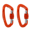 2x 25KN Auto Locking Carabiners Aluminum Lightweight D-Ring Outdoor Buckle for