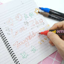 Drawing Double Line Outline Pen Highlighter Marker 12 Colors Pens School