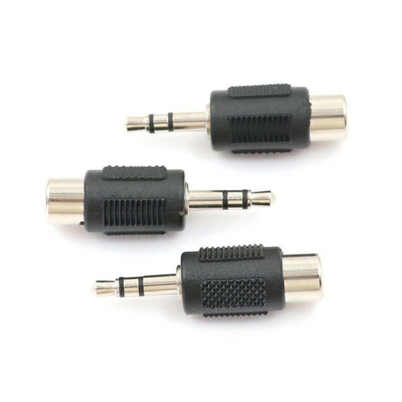 3x Nickel 3.5mm 1/8" Stereo Male Plug To RCA Female Jack Audio Adapter TEUS