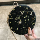 Starry Sky Circular Fashion Suede Shoulder Bag Chain Belt Women'S Crossbody D1R3