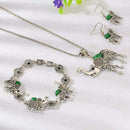 Fashion Jewelry Set Retro Animal Elephant Suit Crystal Necklace Earrings BraI5L1