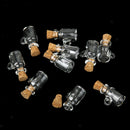 10 MINI Empty GLASS BOTTLES WISHING Message pendant CORK stopper VIALS JARS DIY