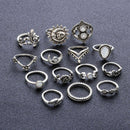 14 Pcs/ Set Bohemian Engraving Punk Moon Flower Leaves Water Drop Tarot Sym J9B3
