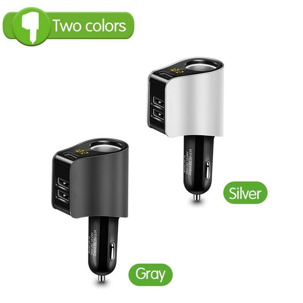 Hy10 3.1A 3 Usb Fast Charging Car Phone Charger Adapter With Volmeter Cigar H7D9