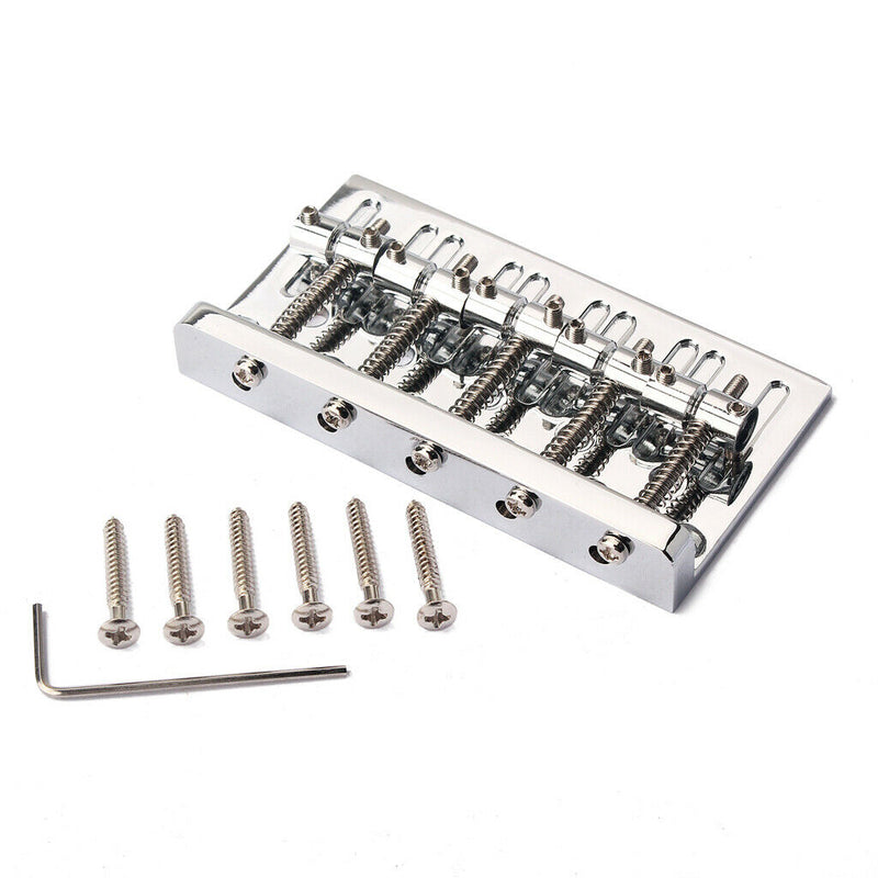 5 String Bass Bridge Electric Guitar Bridge Metal Part With Screw Wrench, Chrome