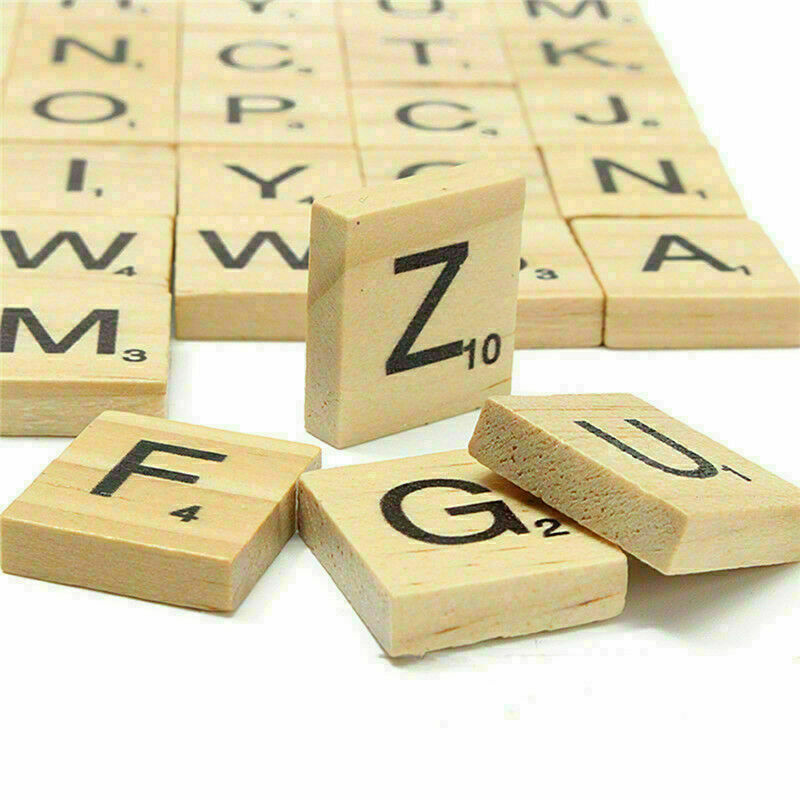100pcs DIY English Words Wood puzzle Tiles Letter  NumberAlphabet Scrabbles W3R3