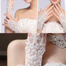 Women Ladies White Lace Bow Short Bridal Gloves Wedding Prom Party Gloves WCV