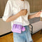 Women Chain Crossbody Bag PU Female Mini Pompom Shoulder Handbags (Purple)