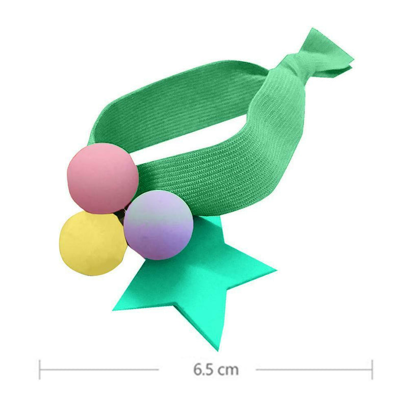 Star Pompom Hair Rope Women Ponytail Holder Elastic Rubber Bands (Green) A