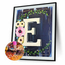 5D DIY Art Drawing Full Round Drill Flower Letter E Kit Diamond Painting