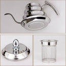 1X(Kitchen Coffee Pot Stainless Steel Coffee Drip Kettle Tea Pot, 1.2L Fine